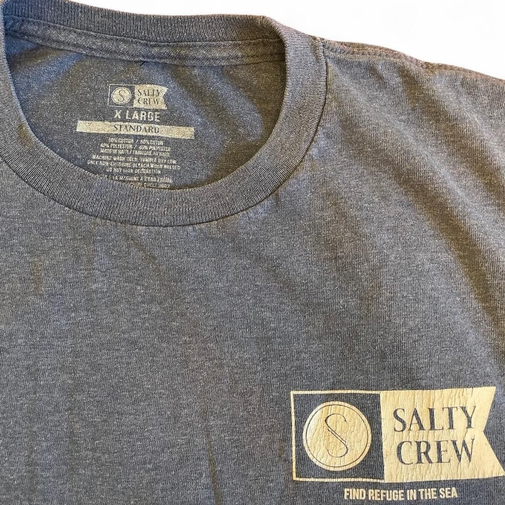 Salty Crew Grey Graphic T-Shirt, Men's Size XL - Surf Skater Style - Picture 2 of 3